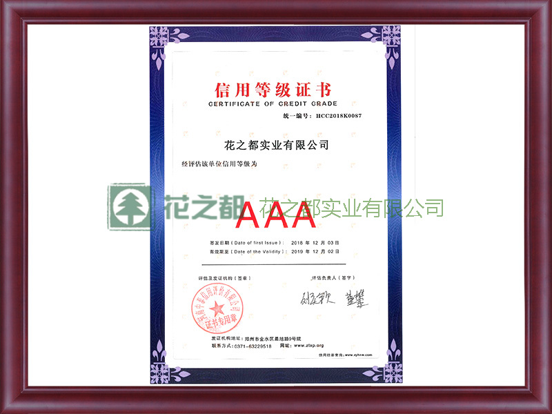 信用等級證書